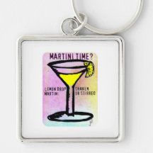 LEMON DROP MARTINI TIME PASTEL PRINT by Jill Key Chains