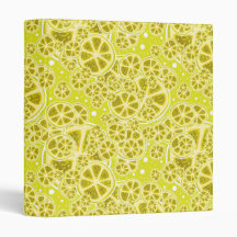 Lemon Fruit Slice Pattern 3 Ring Binder