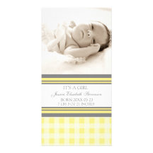 Lemon Grey Template New Baby Birth Announcement Photo Card