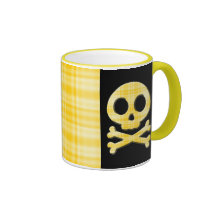 Lemon Plaid Skull Coffee Mugs