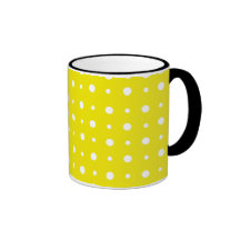 Lemon Yellow Coffee Mug, White Polka Dots