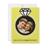 Lemon Yellow The Ring Photo Engagement Party Custom Announcements