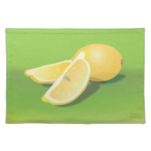 Lemons on green placemats