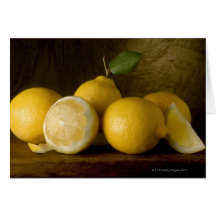lemons on wood greeting card
