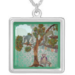 Lemurs of a Boho Jade Forest Pendant