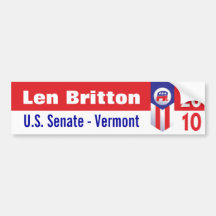 Len Britton U.S. Senate Vermont Bumper Sticker