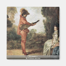 L'Enchanteur By Watteau Antoine Fridge Magnet