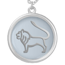 Leo Lion Star Sign Silver Pendant