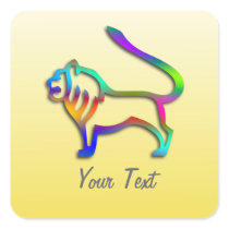 Leo Lion Zodiac Star Sign Rainbow On Yellow Square