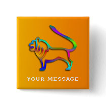 Leo Lion Zodiac Star Sign Rainbow Orange Badge