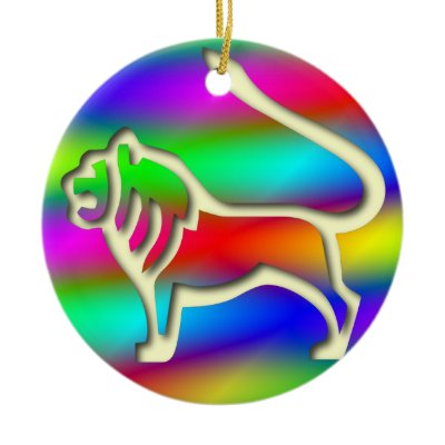 Leo Rainbow Colour Lion Zodiac Star Sign Birthday Christmas Ornament by