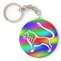 Leo Rainbow Colour Lion Zodiac Star Sign Keychain
