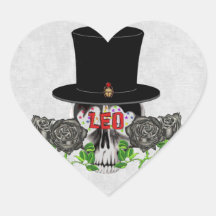 Leo Skull Heart Sticker