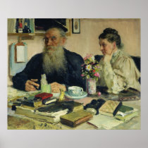 Leo Tolstoy with his wife in Yasnaya Polyana Posters