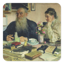 Leo Tolstoy with his wife in Yasnaya Polyana Sticker