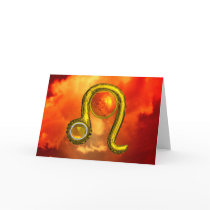 LEO Yellow Topaz & Gold Zodiac Birthday Greeting Card
