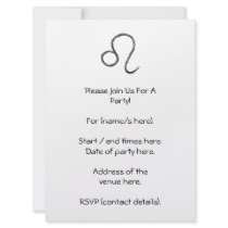 Leo. Zodiac Astrology Sign. Black. Custom Invites