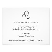Leo. Zodiac Astrology Sign. Black. Personalized Invites