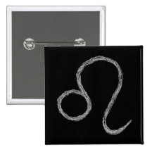 Leo. Zodiac Astrology Sign. Black. Pin