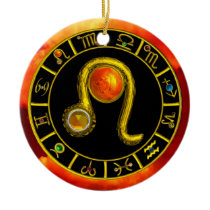 LEO ZODIAC BIRTHDAY JEWEL YELLOW TOPAZ Gold Christmas Ornaments