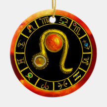 LEO ZODIAC BIRTHDAY JEWEL YELLOW TOPAZ Gold Christmas Ornaments