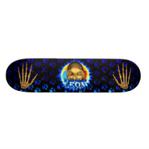 Leon skull blue fire Skatersollie skateboard