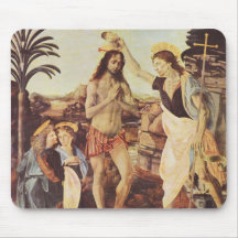 Leonardo de da Vinci - Le baptême du Christ Tapis De Souris