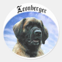 Leonberger Clouds Round Stickers