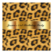 Leopard 21st  Birthday Party Invitation