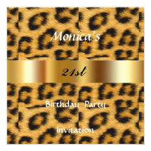 Leopard 21st  Birthday Party Invitation