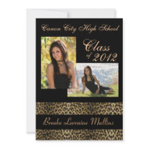 Leopard animal print graduation announcement