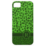 Leopard animal print green monogram iphone 5 case