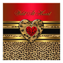 Leopard Birthday Wild At Heart Black Gold Red 2 Personalized Invite