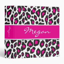 Leopard Black and Hot Pink Binder 1.5 inch
