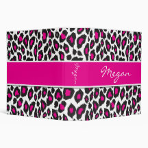 Leopard Black and Hot Pink Binder 2 inch
