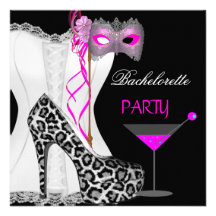 Léopard blanc de rose de corset de partie de Bache Cartons D'invitation Personnalisés