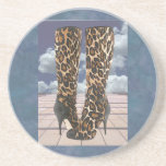 Leopard Boots with Ankle Straps Beverage Coasters