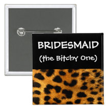 Leopard Bridesmaid Pinback Button