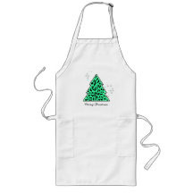 Leopard cheetah Christmas Tree Apron
