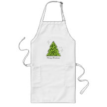 Leopard cheetah Christmas Tree Apron