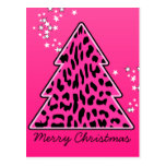 Leopard cheetah Christmas Tree Postcard
