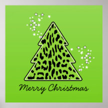 Leopard cheetah Christmas Tree Poster