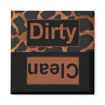 Leopard Clean Dirty Dishwasher Magnet