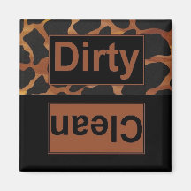 Leopard Clean Dirty Dishwasher Magnet