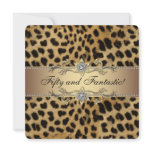 Leopard Gold Womans 50th Birthday Party invitations