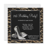 Leopard High Heels Womans 21st Birthday invitations