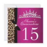 leopard hot pink Quinceanera Custom Invites