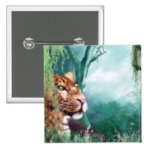 Leopard in Jungle Pinback Button