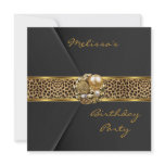 Leopard Invitation Elegant Black Velvet gold jewel