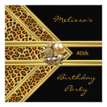 Leopard Invitation Elegant Black Velvet gold jewel